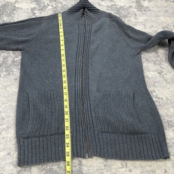 Guess Jeans Full Zip Stretch Sweater Mock Neck Combed Cotton Gray Sz S - Picture 6 of 9